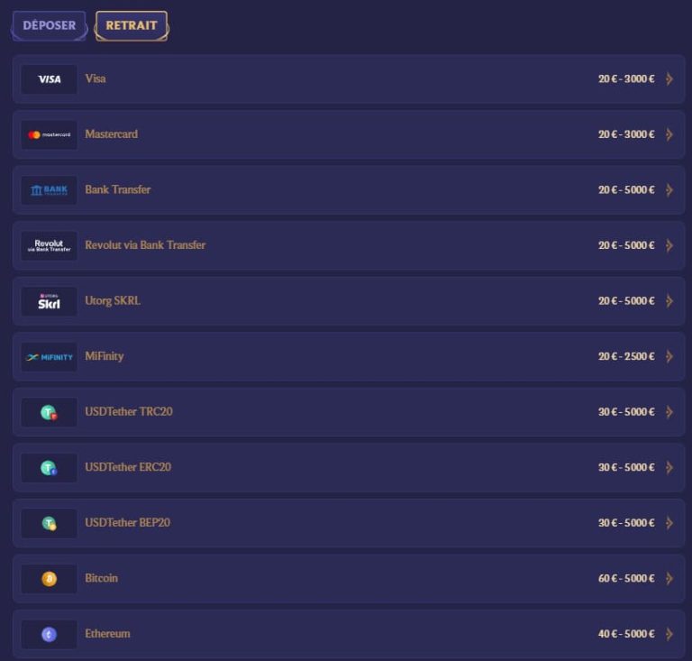 Divaspin Casino moyens paiement