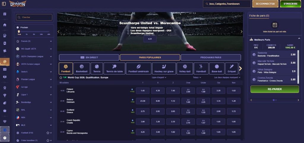 Divaspin Casino paris sportifs