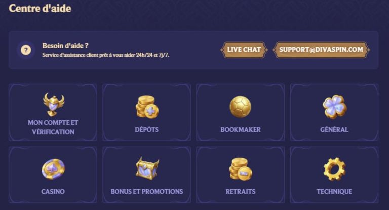 Divaspin Casino support client